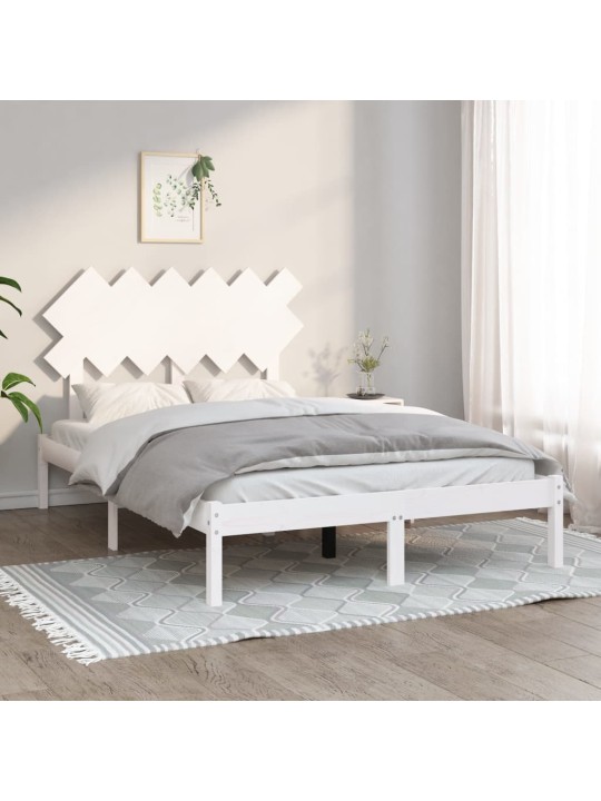 Rám postele bílý 120 x 200 cm masivní dřevo