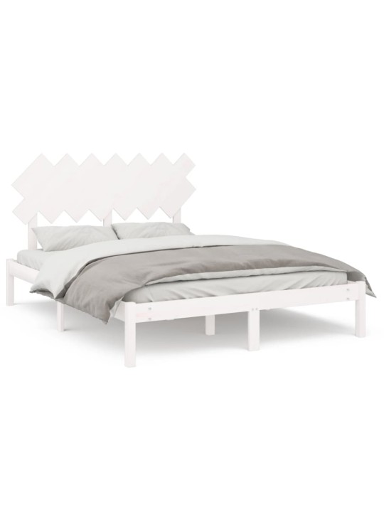 Rám postele bílý 150 x 200 cm King Size masivní dřevo