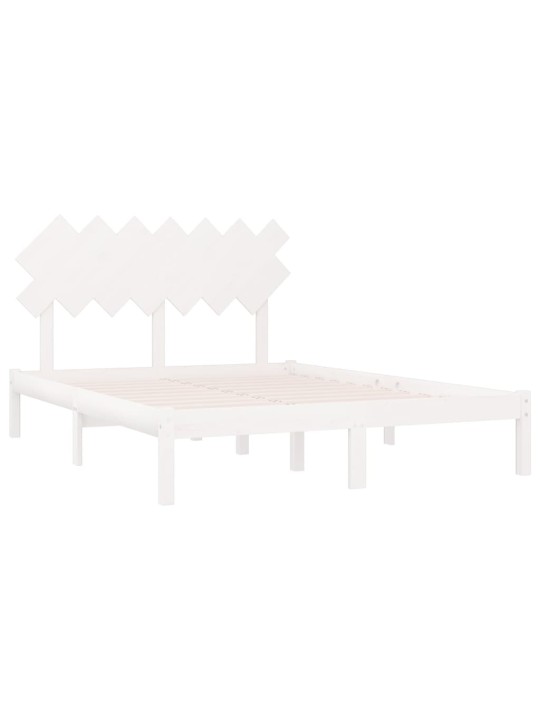 Rám postele bílý 150 x 200 cm King Size masivní dřevo