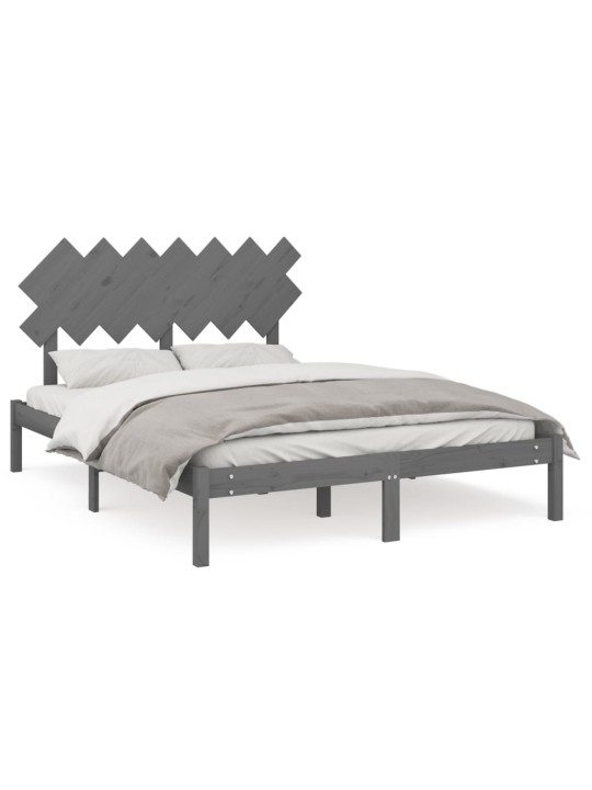Rám postele šedý 150 x 200 cm King Size masivní dřevo