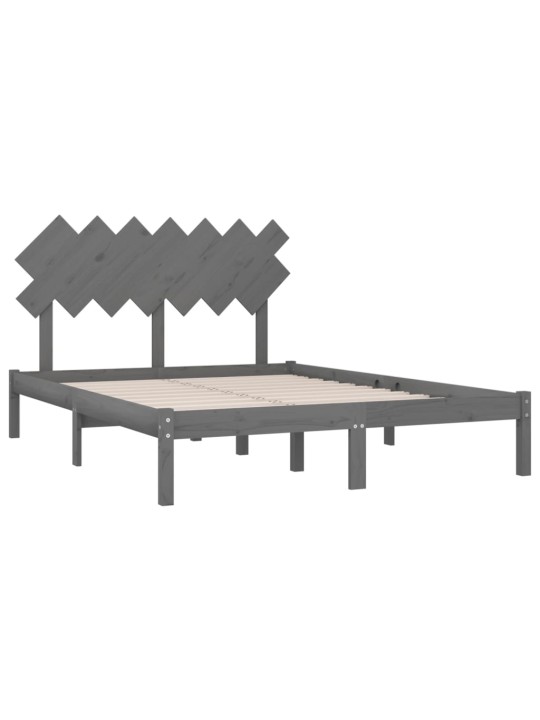 Rám postele šedý 150 x 200 cm King Size masivní dřevo