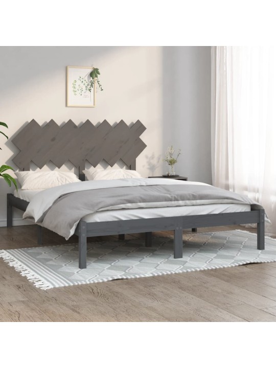 Rám postele šedý 150 x 200 cm King Size masivní dřevo