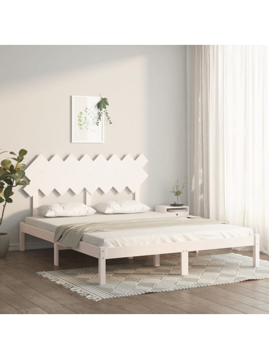 Rám postele bílý 160 x 200 cm masivní dřevo