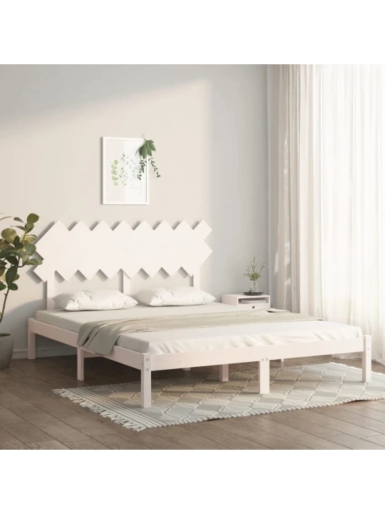 Rám postele bílý 160 x 200 cm masivní dřevo