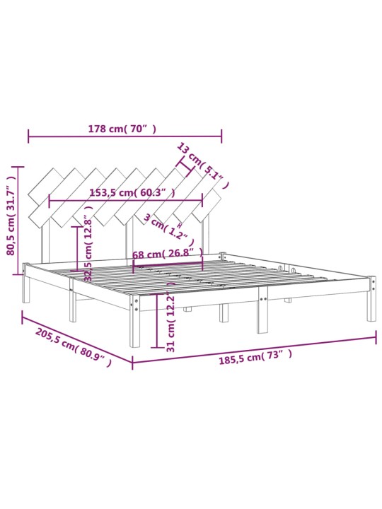 Rám postele 180 x 200 cm Super King masivní dřevo