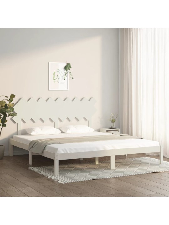 Rám postele bílý 180 x 200 cm Super King masivní dřevo