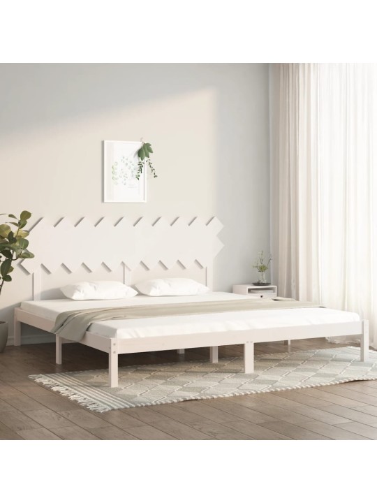Rám postele bílý 200 x 200 cm masivní dřevo