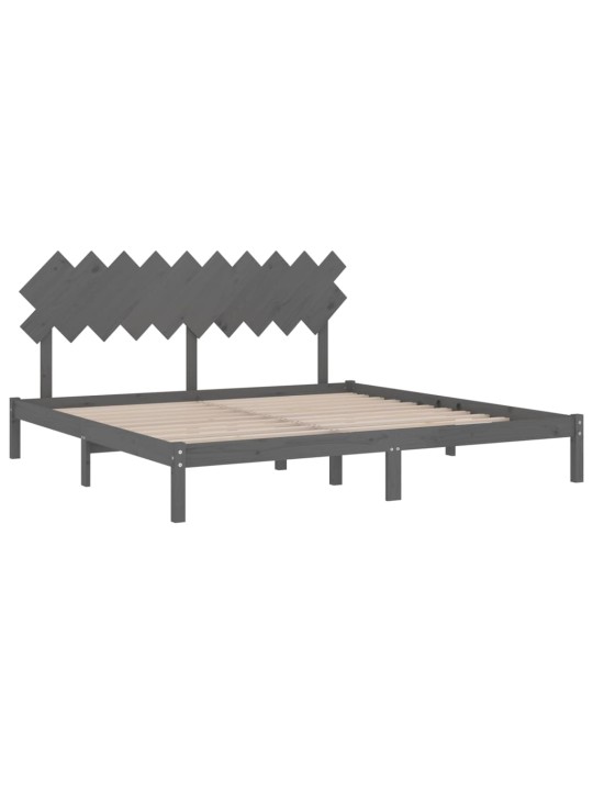 Rám postele šedý 200 x 200 cm masivní dřevo