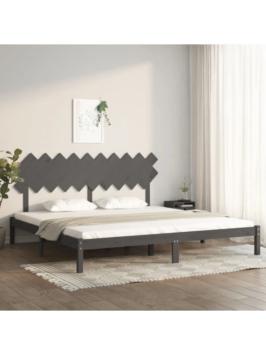 Rám postele šedý 200 x 200 cm masivní dřevo