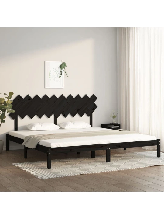 Rám postele černý 200 x 200 cm masivní dřevo