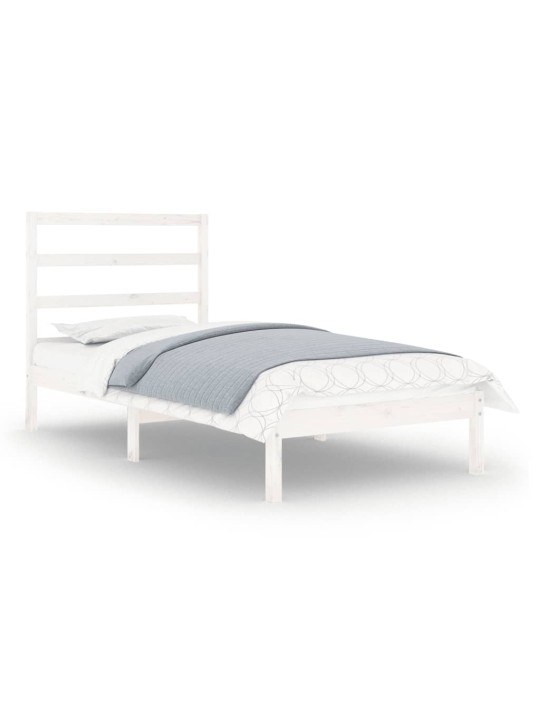 Rám postele bílý masivní dřevo 75 x 190 cm malé jednolůžko