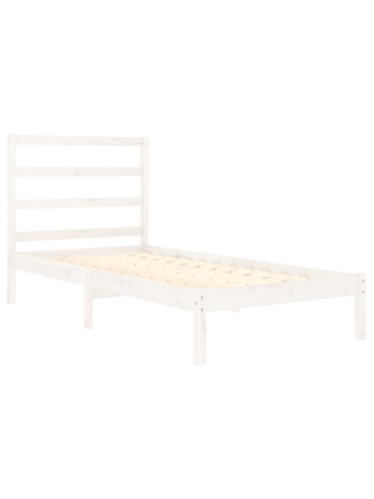 Rám postele bílý masivní dřevo 75 x 190 cm malé jednolůžko