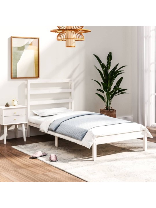 Rám postele bílý masivní dřevo 75 x 190 cm malé jednolůžko