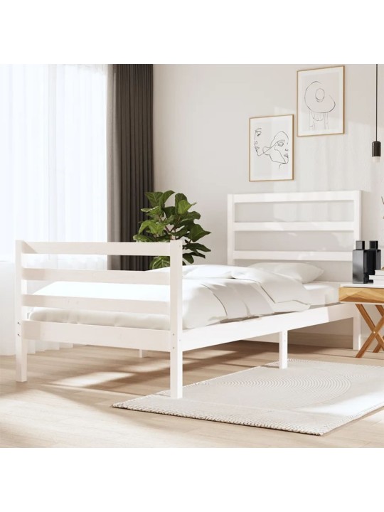 Rám postele bílý masivní borovice 90 x 190 cm jednolůžko