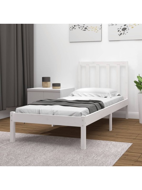 Rám postele bílý masivní borovice 90 x 190 cm jednolůžko