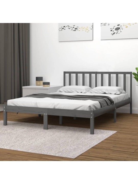 Rám postele šedý masivní borovice 200 x 200 cm