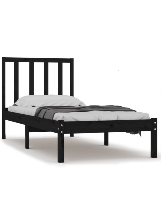 Rám postele černý masivní borovice 75 x 190 cm malé jednolůžko