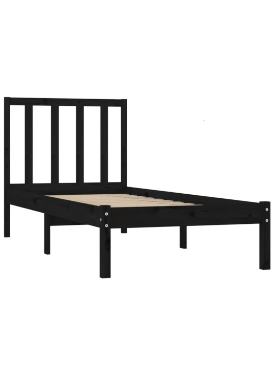 Rám postele černý masivní borovice 75 x 190 cm malé jednolůžko