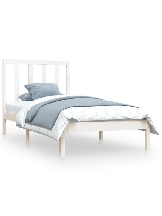 Rám postele bílý masivní borovice 75 x 190 cm malé jednolůžko