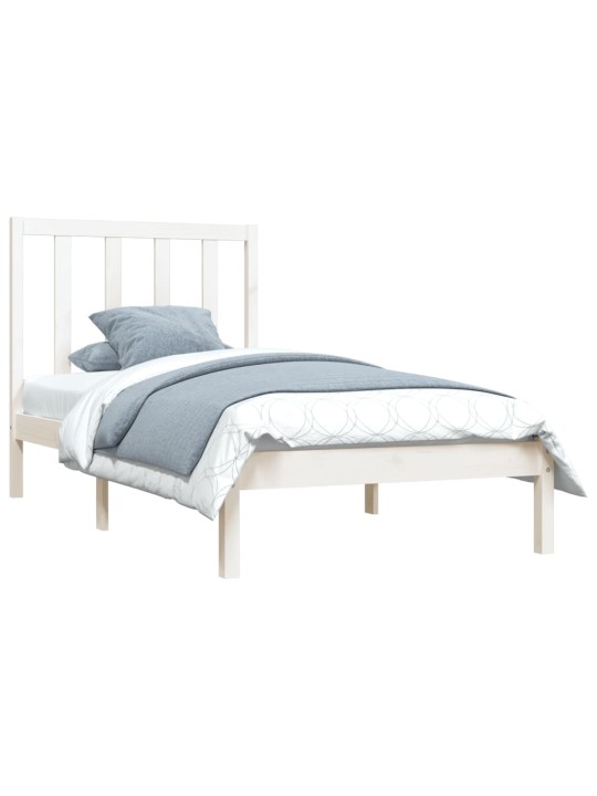 Rám postele bílý masivní borovice 75 x 190 cm malé jednolůžko