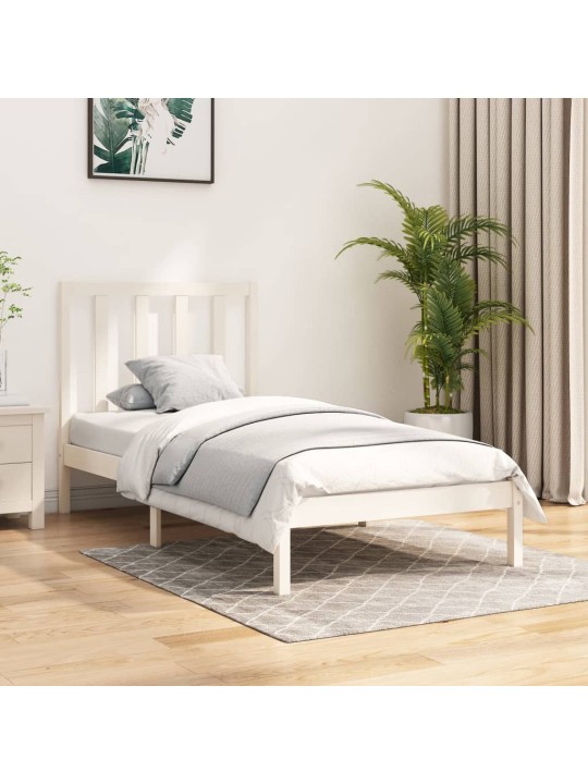 Rám postele bílý masivní borovice 75 x 190 cm malé jednolůžko