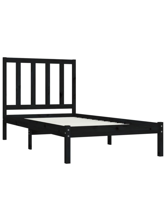 Rám postele černý masivní borovice 75 x 190 cm malé jednolůžko