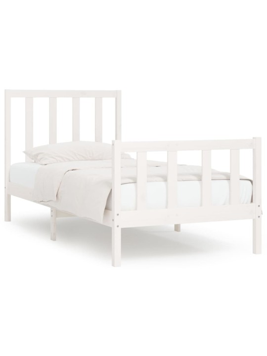 Rám postele bílý masivní dřevo 75 x 190 cm malé jednolůžko