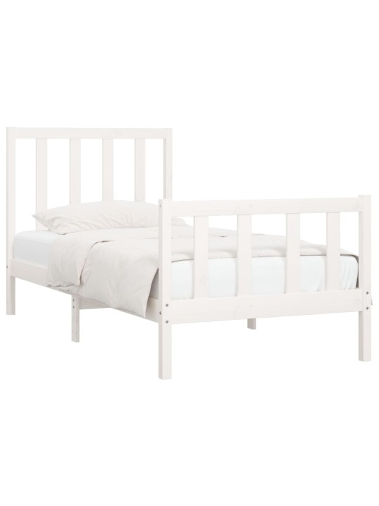 Rám postele bílý masivní dřevo 75 x 190 cm malé jednolůžko