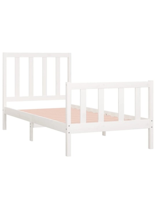 Rám postele bílý masivní dřevo 75 x 190 cm malé jednolůžko