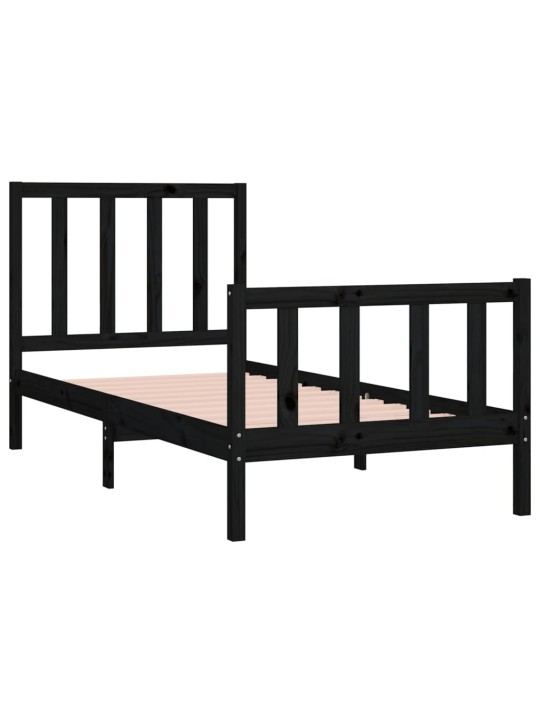 Rám postele černý masivní dřevo 75 x 190 cm malé jednolůžko