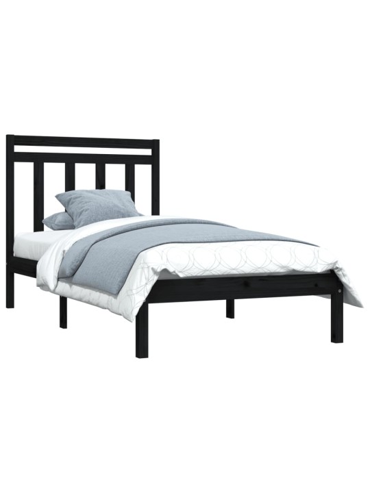 Rám postele černý masivní dřevo 75 x 190 cm malé jednolůžko