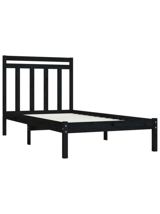 Rám postele černý masivní dřevo 75 x 190 cm malé jednolůžko