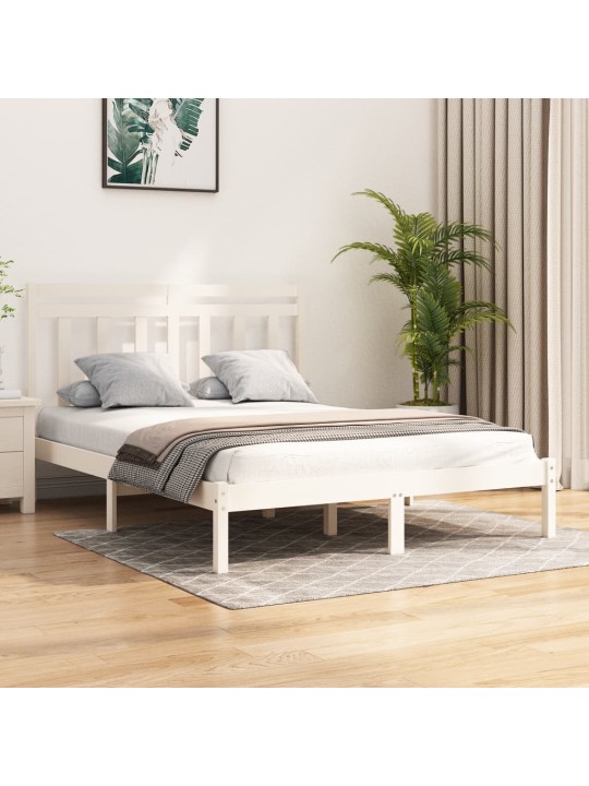 Rám postele bílý masivní dřevo 135 x 190 cm dvojlůžko
