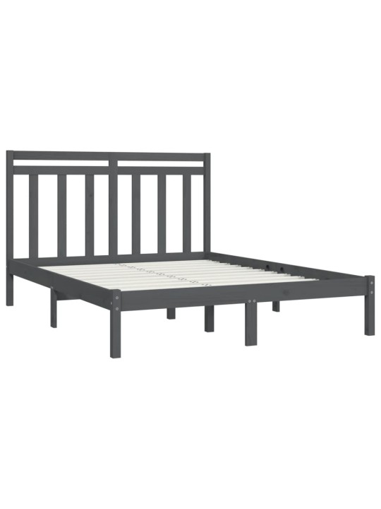 Rám postele šedý masivní dřevo 135 x 190 cm dvojlůžko