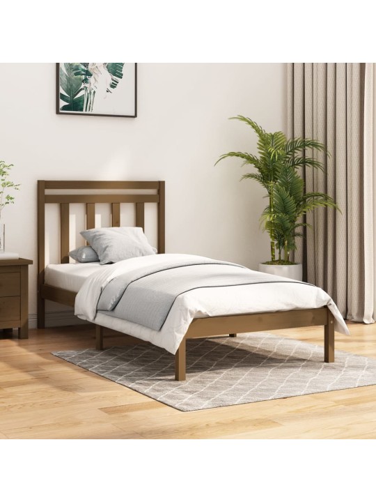 Rám postele medově hnědý masivní dřevo 100 x 200 cm