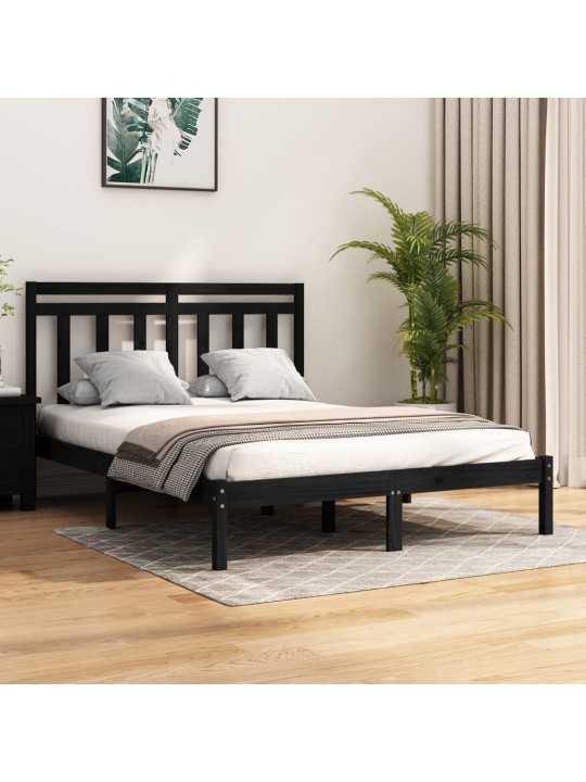 Rám postele černý masivní dřevo 150 x 200 cm King Size