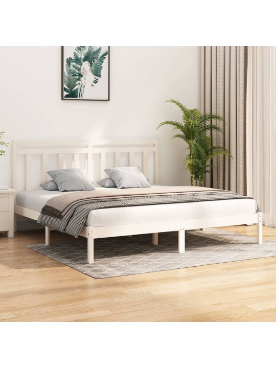 Rám postele bílý masivní dřevo 200 x 200 cm