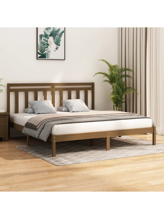 Rám postele medově hnědý masivní dřevo 200 x 200 cm
