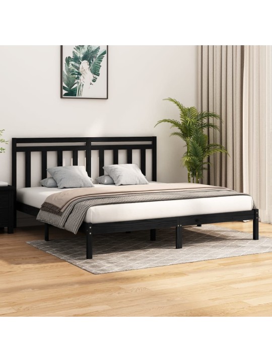 Rám postele černý masivní dřevo 200 x 200 cm