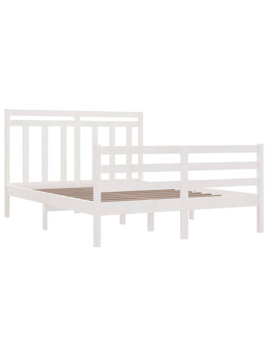 Rám postele bílý masivní dřevo 135 x 190 cm dvojlůžko