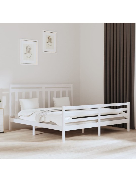 Rám postele bílý masivní dřevo 200 x 200 cm