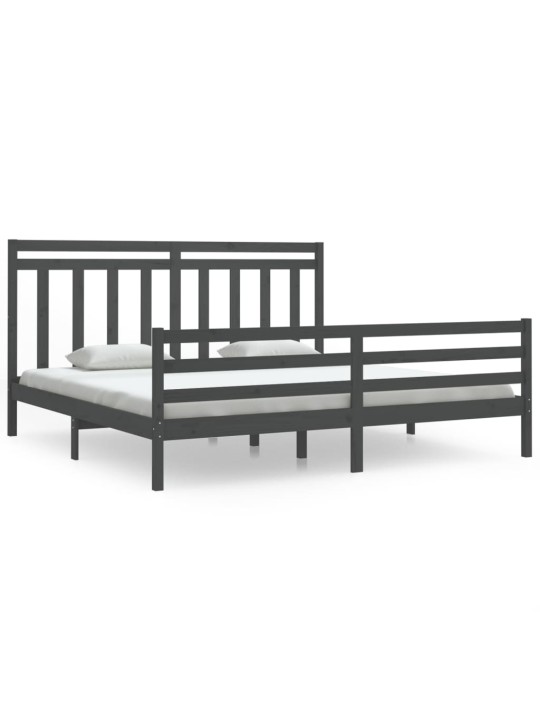 Rám postele šedý masivní dřevo 200 x 200 cm