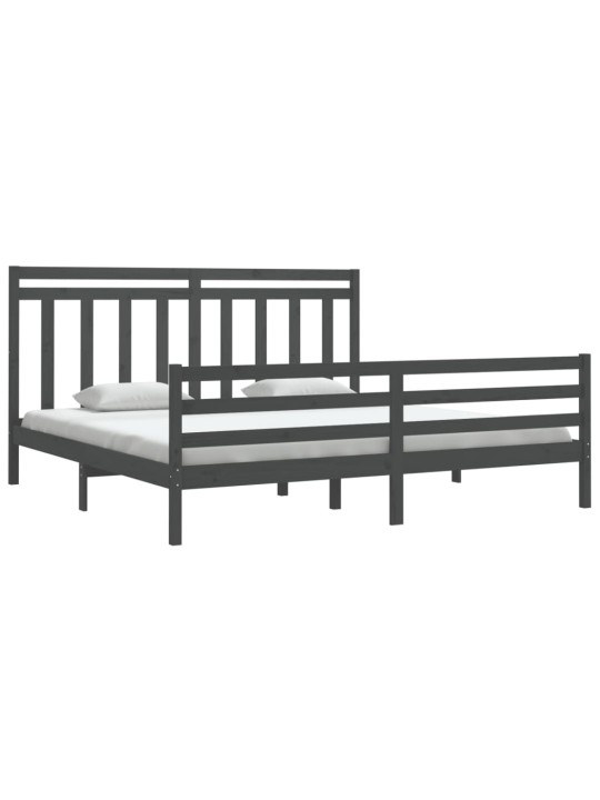 Rám postele šedý masivní dřevo 200 x 200 cm