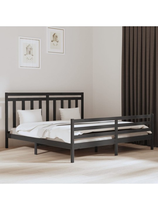 Rám postele šedý masivní dřevo 200 x 200 cm
