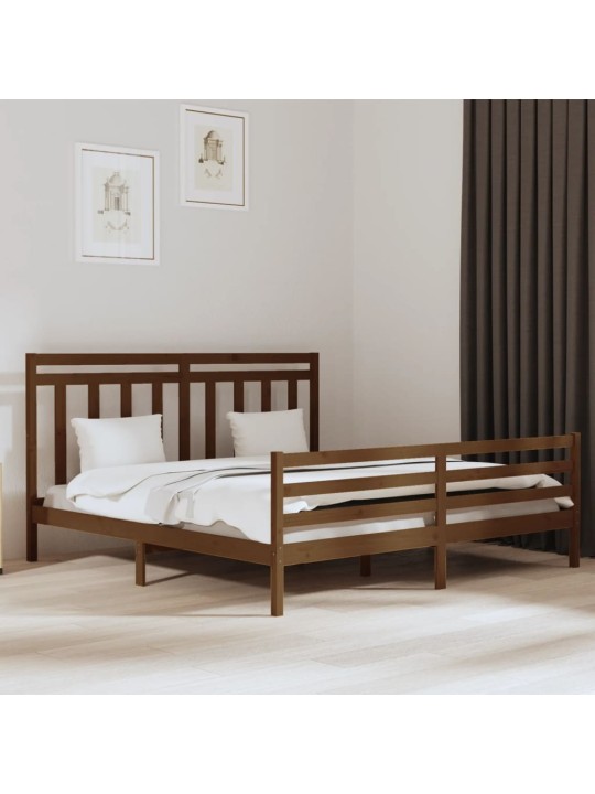 Rám postele medově hnědý masivní dřevo 200 x 200 cm