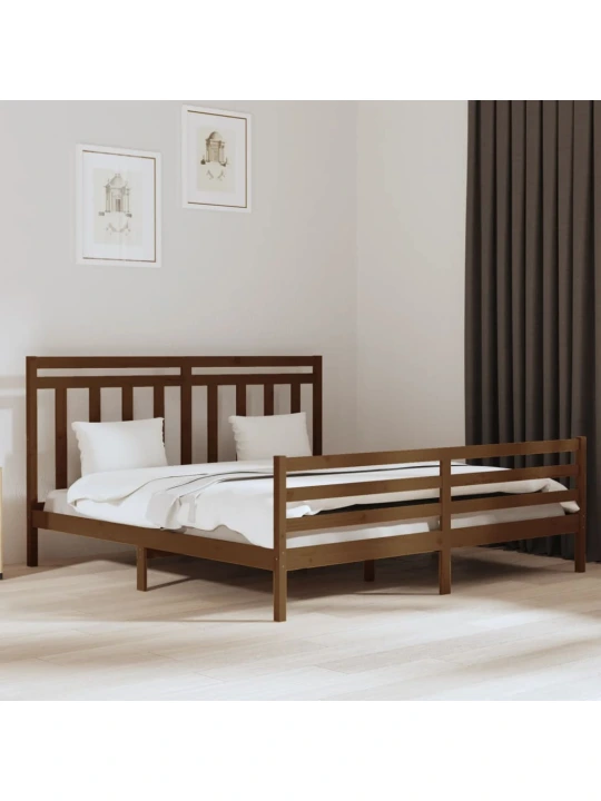 Rám postele medově hnědý masivní dřevo 200 x 200 cm