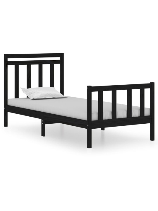 Rám postele černý masivní dřevo 75 x 190 cm malé jednolůžko