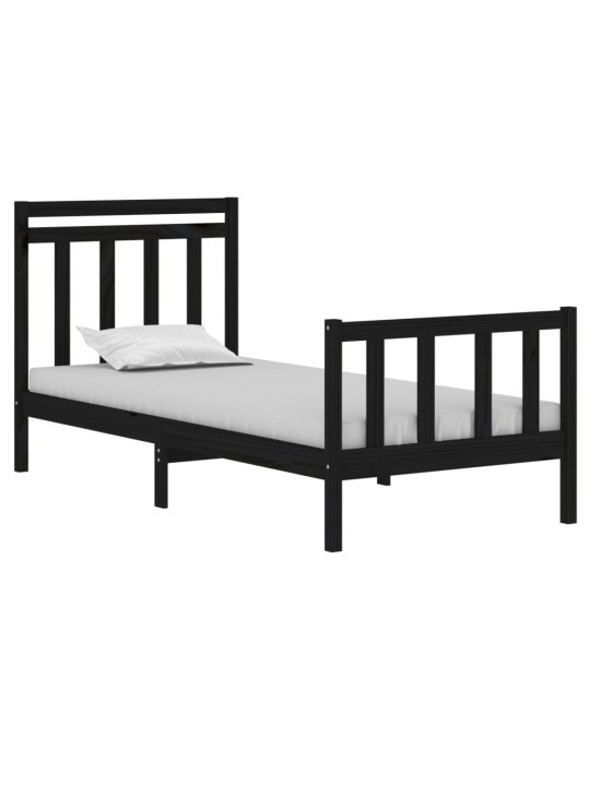 Rám postele černý masivní dřevo 75 x 190 cm malé jednolůžko