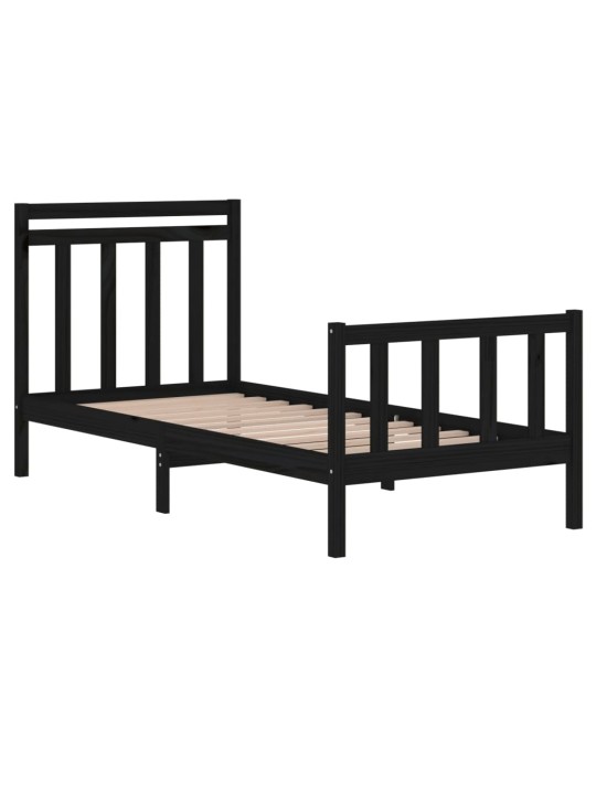 Rám postele černý masivní dřevo 75 x 190 cm malé jednolůžko