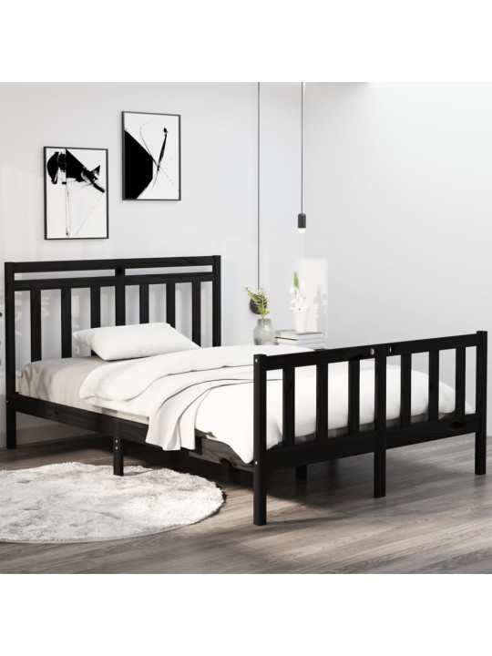 Rám postele černý masivní dřevo 140 x 190 cm